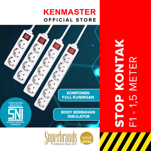 Kenmaster Stop Kontak 1 - 6 Lubang F1 1,5M Stopkontak Colokan Listrik