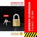 Kenmaster Gembok V140 25 MM Kuningan Gembok Anti Maling Gembok Pagar Kunci Gembok