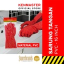 Kenmaster Sarung Tangan PVC Merah 16 Inch - Sarung Tangan PVC Tebal Sarung Tangan Karet PVC
