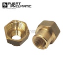 1/4" x 3/8" Female Thread Straight Fitting Connector Reducer Sock Drat Nepel Brass Socket Nipple Reduce Drat Dalam Kuningan Size 1/4 x 3/8 Inch