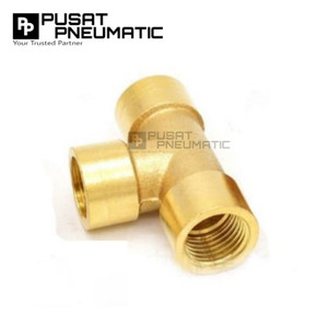 1/4" Female Thread Tee Fitting Connector 3 Way Brass Nipple Tee Drat Dalam Kuningan Size 1/4 x 1/4 x 1/4 Inch