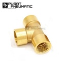 1/4" Female Thread Tee Fitting Connector 3 Way Brass Nipple Tee Drat Dalam Kuningan Size 1/4 x 1/4 x 1/4 Inch