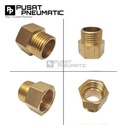 1/4" x 1/4" Male To Female Thread Fitting Connector Vlock Sock Nepel Brass Nipple Reducer Vlok Sok Kuningan Drat Luar 1/4 x Drat Dalam 1/4 Inch