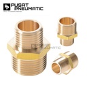 1/8" x 1/4" Male Thread Straight Fitting Connector Reducer Double Nepel Brass Hex Nipple Reduce Drat Luar Kuningan Size 1/8 x 1/4 Inch