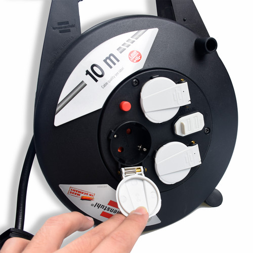 Brennenstuhl Kabel Roll 10 Meter Vario Line USB Charger - KBRL051 / Kabel Roll 3 Lubang / Colokan Listrik / Teriminal Listrik / Kabel Sambung / Colokan Sambung