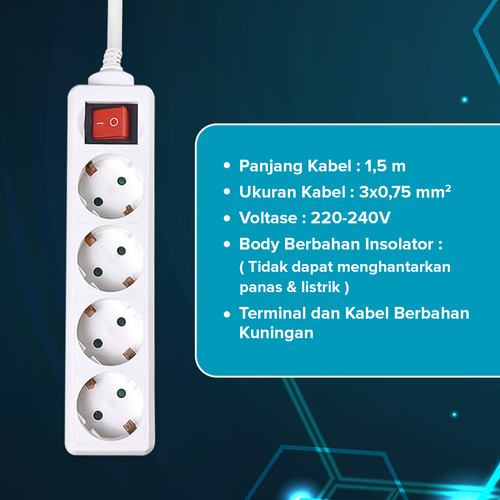 Kenmaster Stop Kontak 1 - 6 Lubang F1 1,5M Stopkontak Colokan Listrik