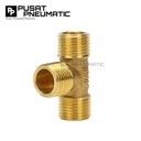 1/4" Male Thread Tee Fitting Connector 3 Way Brass Nipple Tee Drat Luar Kuningan Size 1/4 x 1/4 x 1/4 Inch