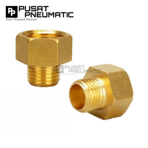 1/4" x 1/4" Male To Female Thread Fitting Connector Vlock Sock Nepel Brass Nipple Reducer Vlok Sok Kuningan Drat Luar 1/4 x Drat Dalam 1/4 Inch