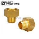 1/4" x 1/4" Male To Female Thread Fitting Connector Vlock Sock Nepel Brass Nipple Reducer Vlok Sok Kuningan Drat Luar 1/4 x Drat Dalam 1/4 Inch