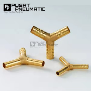 3/8" Y Hose Fitting Connector 3 Way Hose Nepel Brass Nipple Selang Y Kuningan 3 Cabang Hose 3/8 x 3/8 x 3/8 Inch