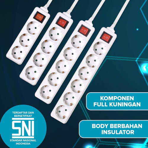 Kenmaster Stop Kontak F1 - 5 Lubang Stopkontak Colokan Listrik Colokan 5 Lubang F1 Putih