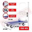 Kenmaster Hand Truck 150 / 300 KG Besi Roda Nylon - Troli Barang - Troli Lipat Dorong Biru / Dorongan Barang