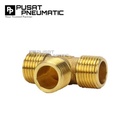 1/4" Male Thread Tee Fitting Connector 3 Way Brass Nipple Tee Drat Luar Kuningan Size 1/4 x 1/4 x 1/4 Inch
