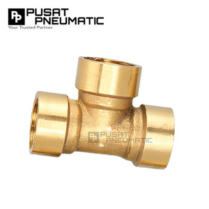 1/4" Female Thread Tee Fitting Connector 3 Way Brass Nipple Tee Drat Dalam Kuningan Size 1/4 x 1/4 x 1/4 Inch