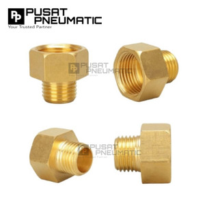 1/4" x 1/4" Male To Female Thread Fitting Connector Vlock Sock Nepel Brass Nipple Reducer Vlok Sok Kuningan Drat Luar 1/4 x Drat Dalam 1/4 Inch