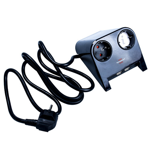 Brennenstuhl Desktop Charger Power 2 Lubang + USB / Charger Desktop / Casan Desktop - Black