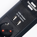 Brennenstuhl Stop Kontak 6 Lubang + 2 Lubang USB Premium Line 3 Meter Hitam / Stopkontak / Colokan Listrik / Terminal Listrik / Kabel Sambung / Colokan Sambung