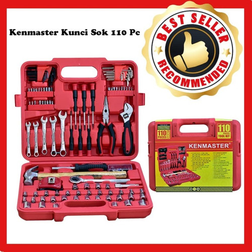 Kenmaster Tool Kit Set 110 pcs - RED / Kunci Sok Set / Kunci Peralatan / Toolkit Set / Tool Kit Perkakas / Tool Box / Toolbox - Kotak Peralatan