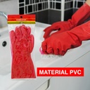 Kenmaster Sarung Tangan PVC Merah 16 Inch - Sarung Tangan PVC Tebal Sarung Tangan Karet PVC
