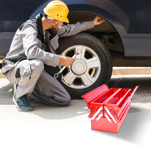 Kenmaster Tool Box Besi 3 Susun Merah / Biru / Toolbox Besi / Tempat Penyimpanan Perkakas / Tempat Penyimpanan Multifungsi - Kotak Perkakas - Kotak Serbaguna - Kotak Peralatan