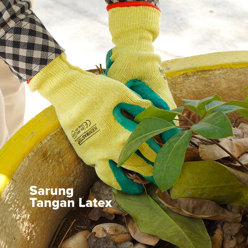 Kenmaster Sarung Tangan Karet Palm Hijau Kuning - Sarung Tangan Cuci Piring Household Rubber Gloves Sarung Tangan Latex
