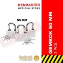 Kenmaster Gembok Master Key 3 Pcs 50 MM Gembok Anti Maling Gembok Pagar Kunci Gembok