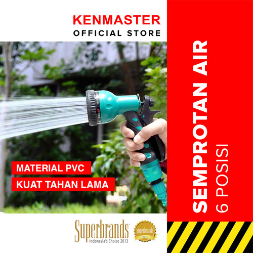 Kenmaster Kepala Semprotan Air - 6 Posisi 9332 Karet / Kepala Semprotan Selang Air / Penyiram Tanaman / Semprotan Tanaman / Semprotan Cuci Mobil Motor / Water Gun Spray / Nozzle Alat Semprotan / Water Jet Spray / Alat Berkebun