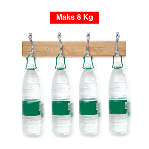 Kenmaster Hanger Kayu 4pc Hooks KM-329 - Gantungan 4 pcs besi