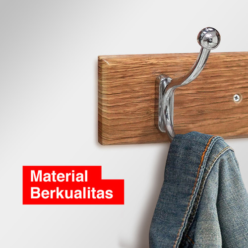 Kenmaster Hanger Kayu 4pc Hooks KM-313 - Gantungan 4 pcs besi