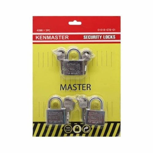 Kenmaster Gembok Master Key 3 Pcs 40 MM Gembok Anti Maling Gembok Pagar Kunci Gembok