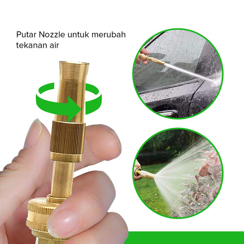 Kenmaster Kepala Semprotan Air Cuci Mobil - Lurus Kuningan / Kepala Semprotan Selang Air / Penyiram Tanaman / Semprotan Tanaman / Semprotan Cuci Mobil Motor / Water Gun Spray / Nozzle Alat Semprotan / Water Jet Spray / Alat Berkebun