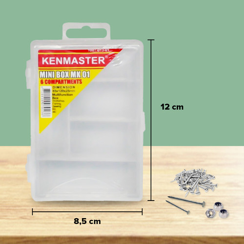 Kenmaster Mini Box MK01 ( 6 Compartments ) / Tool Box Mini / Toolbox Mini / Tempat Penyimpanan Multifungsi / Tempat Penyimpanan Serbaguna - Kotak Serbaguna - Kotal Peralatan