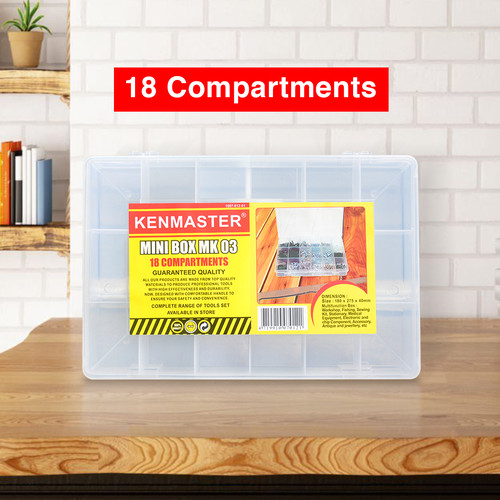 Kenmaster Mini Box MK03 ( 18 Compartments ) / Tool Box Mini / Toolbox Mini / Tempat Penyimpanan Multifungsi / Tempat Penyimpanan Serbaguna - Kotak Serbaguna - Kotak Peralatan