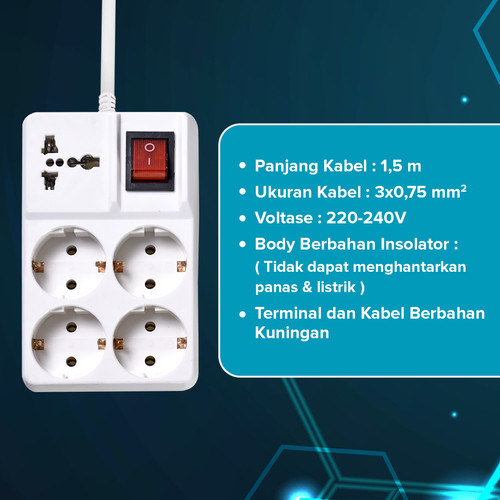 Kenmaster Stop Kontak F9 - 4+1 Lubang Stopkontak Colokan Listrik Colokan