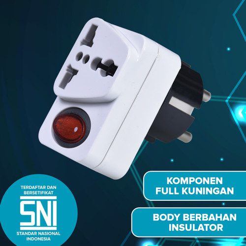 Kenmaster Steker WA II 9 Switch On Off Putih / Colokan Listrik / Colokan Saklar