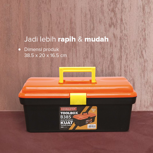 Kenmaster Tool Box Plastik B385 / Toolbox Plastik / Tempat Penyimpanan Perkakas / Tempat Penyimpanan Multifungsi - Kotak Perkakas - Kotak Serbaguna - Kotak Peralatan