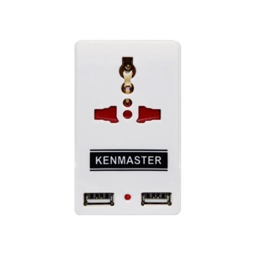 Kenmaster Steker S0203 - 2 Lubang USB Colokan Listrik / Colokan Saklar