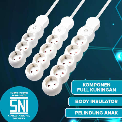 Kenmaster Stop Kontak Stopkontak Colokan Listrik Colokan 5 Lubang KC-05 KM (KTG POLY BAG)