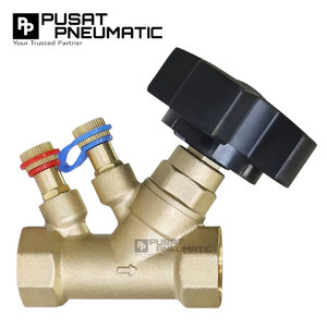 1" Static Balancing Valve Bronze Double Regulating Balance Flow Meter Thread Connection PN20 DN 25 Size 1 Inch
