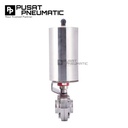 1 1/2" Pneumatic Butterfly Valve Sanitary Foodgrade Stainless Steel SS 316L Welded Connection Set Actuator Vertical Single Acting Size 1 1/2 Inch