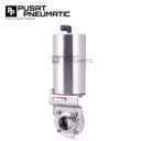 1 1/2" Pneumatic Butterfly Valve Sanitary Foodgrade Stainless Steel SS 316L Welded Connection Set Actuator Vertical Single Acting Size 1 1/2 Inch