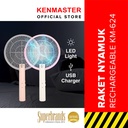 Kenmaster Raket Nyamuk Rechargeable USB + Lampu LED KM-624 / Raket Nyamuk Cas Serangga / Raket Serangga / Mosquito Killer / Pembasmi Serangga