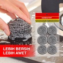 Kenmaster Sabut Cuci Piring Isi 6 Pcs / Sikat Cuci Piring / Sabut Stailess Steel Anti Karat / Sabut Kawat / Swash Scourer Brush Refill