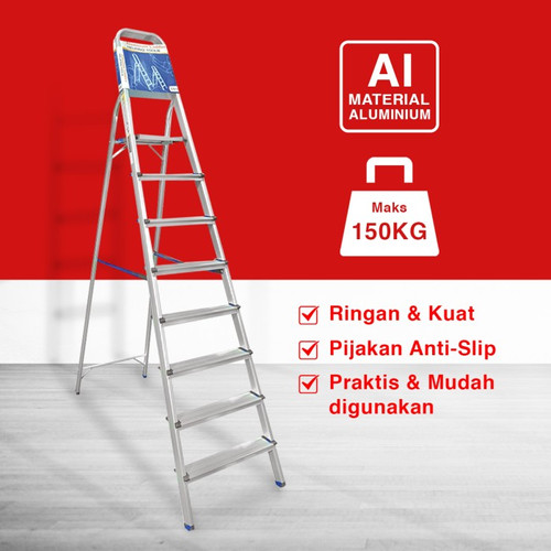 Kenmaster Tangga Lipat Tangga Rumah Tangga 7 Step Alumunium KM107 A