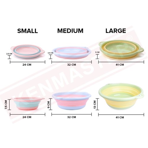 Baskom Lipat Serbaguna / Baskom Silikon / Baskom Lipat Silikon / Baskom Portable / Baskom Lipat Portable / Folding Basin Portable - PINK