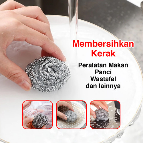 Kenmaster Sabut Cuci Piring Isi 6 Pcs / Sikat Cuci Piring / Sabut Stailess Steel Anti Karat / Sabut Kawat / Swash Scourer Brush Refill