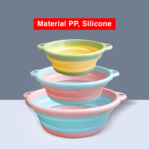 Baskom Lipat Serbaguna Set of 3 Pcs / Baskom Silikon / Baskom Lipat Silikon / Baskom Portable / Baskom Lipat Portable / Folding Basin Portable - Uk. S, M, L