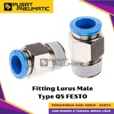 QS-1/4-4 One Touch Fitting Lurus Male Slip Lock Socket Push In Connector Nipple Nepel Selang 4mm Drat 1/4 Inch FESTO