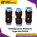 QS-12-10 One Touch Fitting Reducer Lurus Slip Lock Socket Push In Connector Nipple Nepel Selang 12mm x 10mm FESTO