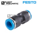 QS-10 One Touch Fitting Union Lurus Slip Lock Socket Push In Connector Nipple Nepel Selang 10mm x 10mm FESTO